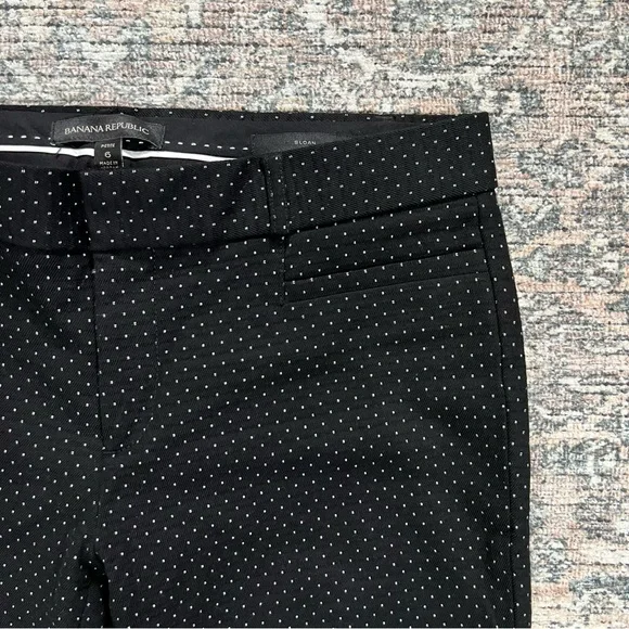 Banana Republic Sloan Fit Black Polka Dot Pants Women’s Size 6 Petite - Picture 5 of 12